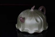 《荷葉》宜興名家紫砂壺工藝美術師手工民國綠，紫泥功夫茶具茶壺家用