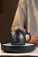 《秦權》茶壺工藝美術師手工紫砂壺泡茶器宜興黑料秦權茶具