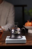 《龍鳳呈祥》宜興紫砂壺高級工藝美術(shù)師手工茶壺茶具稀有是黃泥創(chuàng)新壺