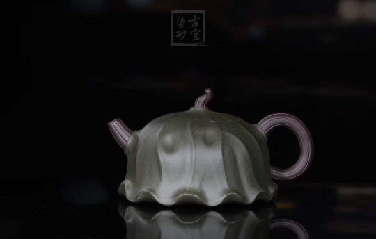 《荷葉》宜興名家紫砂壺工藝美術師手工民國綠，紫泥功夫茶具茶壺家用