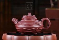 《風(fēng)卷葵》宜興紫砂壺高級(jí)工藝美術(shù)師純手工風(fēng)卷葵底槽青紫砂茶壺
