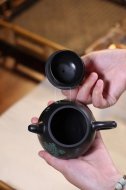 《秦權》茶壺工藝美術師手工紫砂壺泡茶器宜興黑料秦權茶具